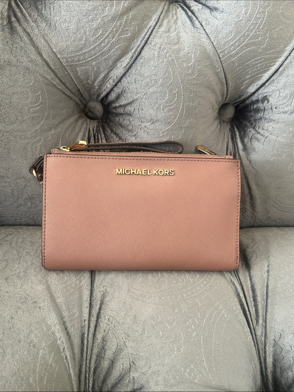 Michael Kors Blush Rose Saffiano Leather Wristlet Wallet